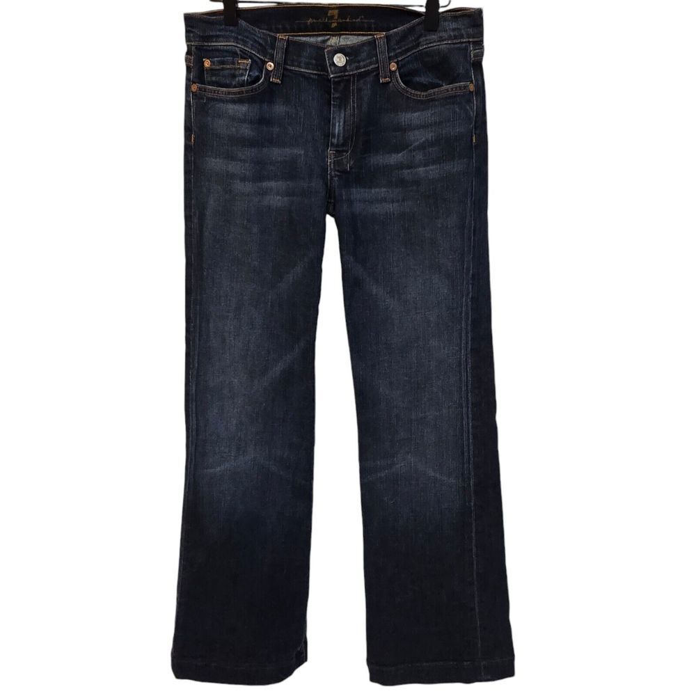 VTG Y2K 7 For All Mankind Seven DOJO Denim Flare Jeans Size 31x33 Blue USA Made‎